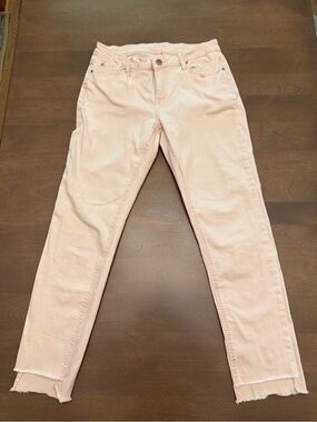 Crown & Ivy Pink Skinny Jeans Raw Hem Size 6R